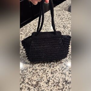 Walborg Elegant Black Woven Mini Bag by hand